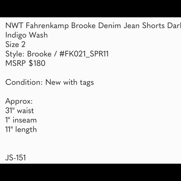 ❌🔥NWT Fahrenkamp❌ premium denim jeans brand, Jean Shorts - Picture 5 of 5
